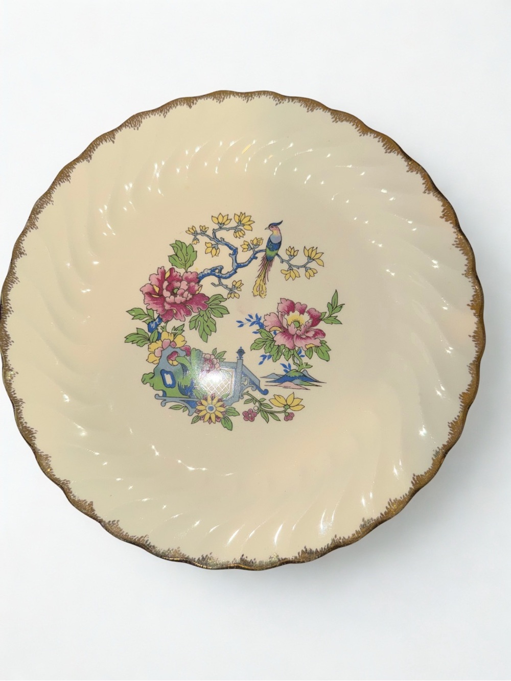 Cream Floral Bird Decorative Dinner Plate